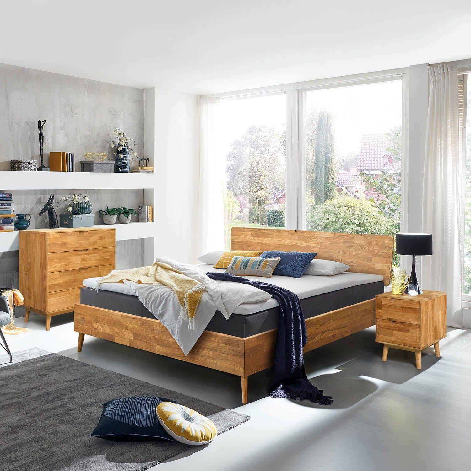NordicStory Cama de madera maciza de roble